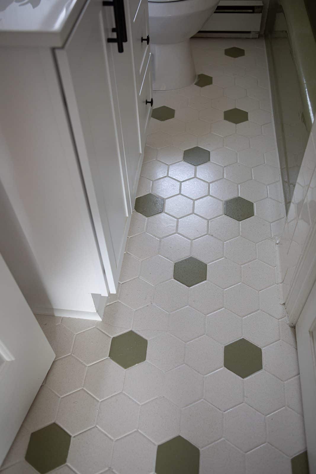 original white and green bathroom tile
